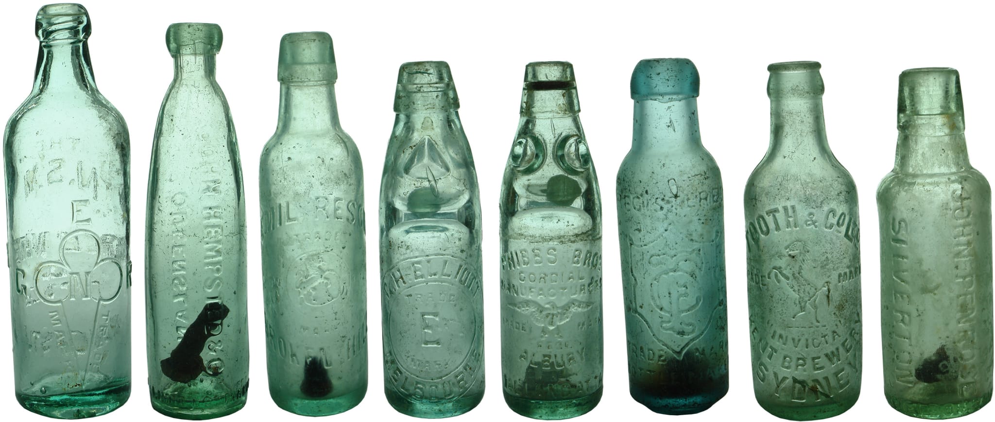 Antique Patent Aerated Water Soft Drink Bottles
