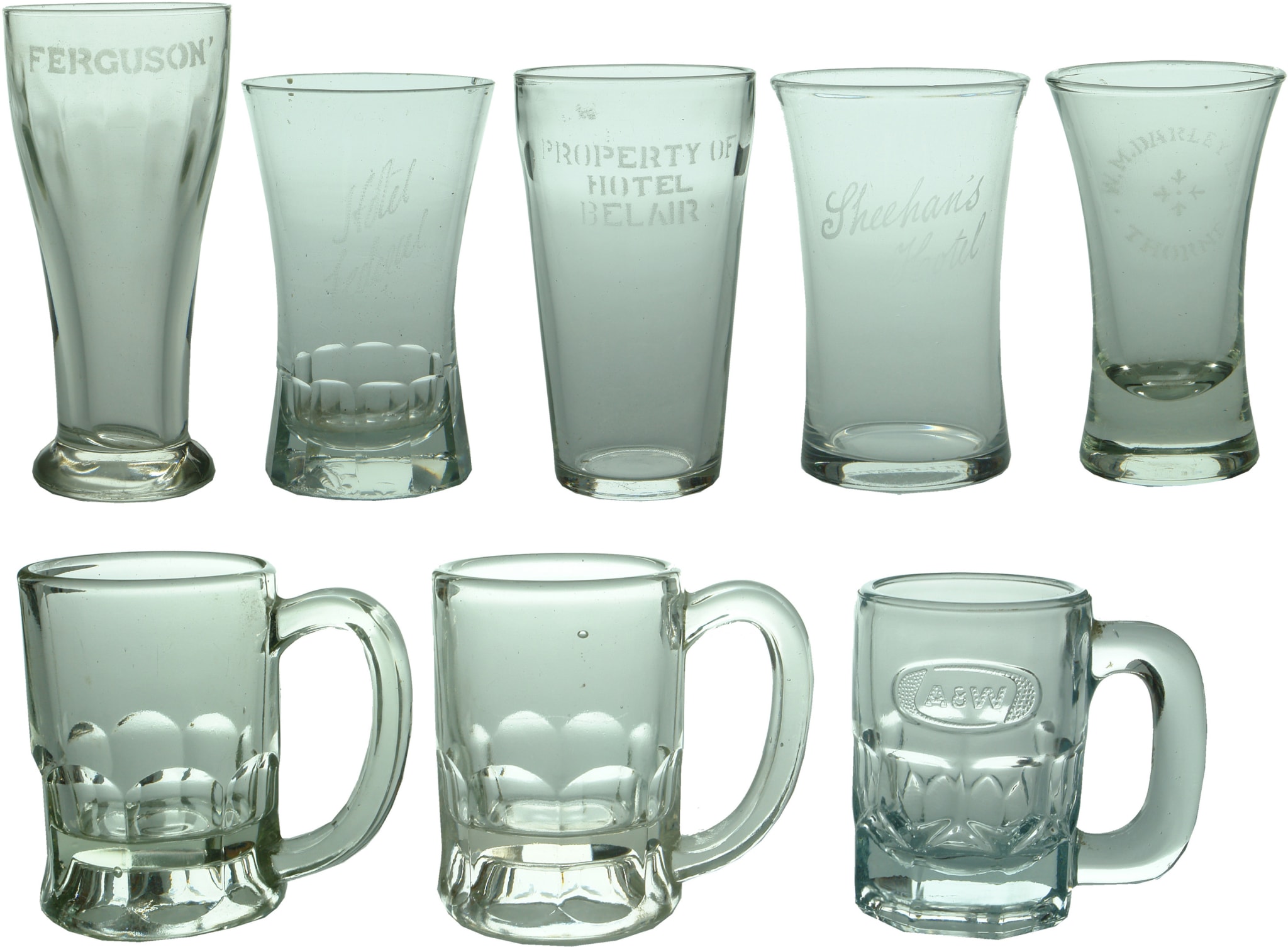 Collection Etched Vintage Beer Glasses