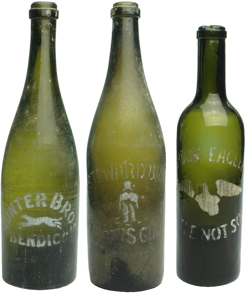 Bendigo Eaglehawk Etched Antique Beer Bottles
