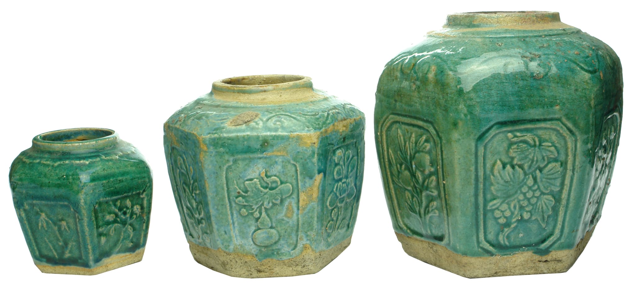 Jade Coloured Ceramic Chinese Ginger Jars