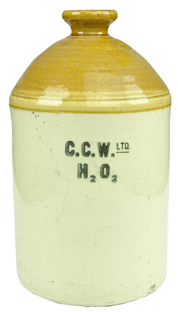CCW Hydrogen Peroxide Printed Stoneware Demijohn