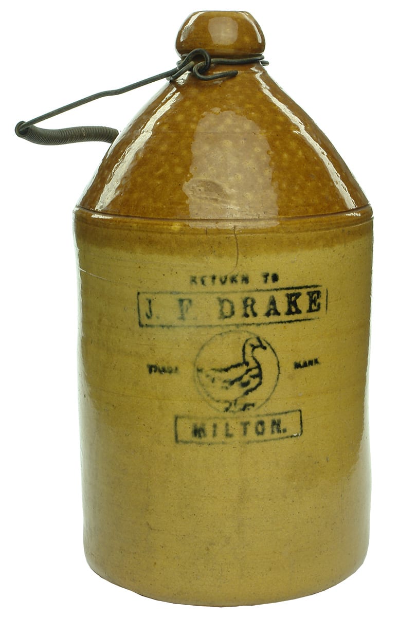 Drake Milton Otago Potteries Printed Demijohn
