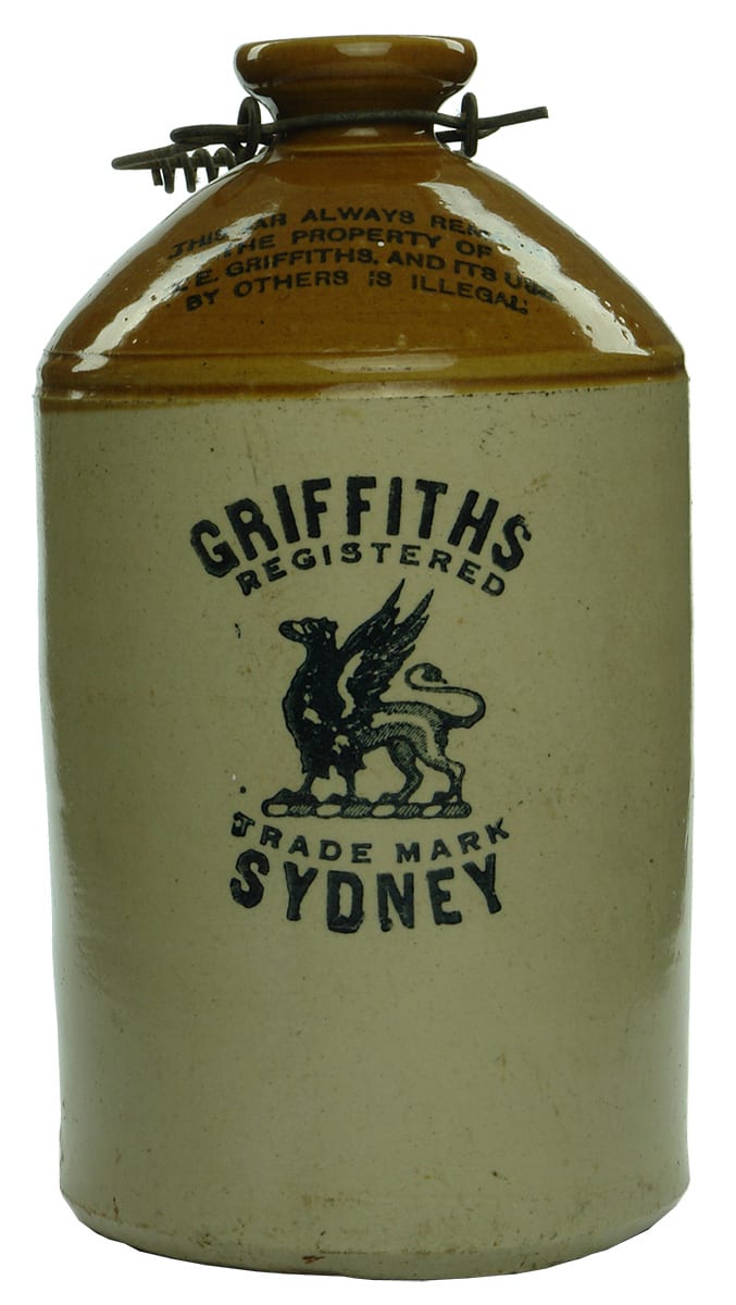 Griffiths Sydney Griffin Printed Stoneware Demijohn