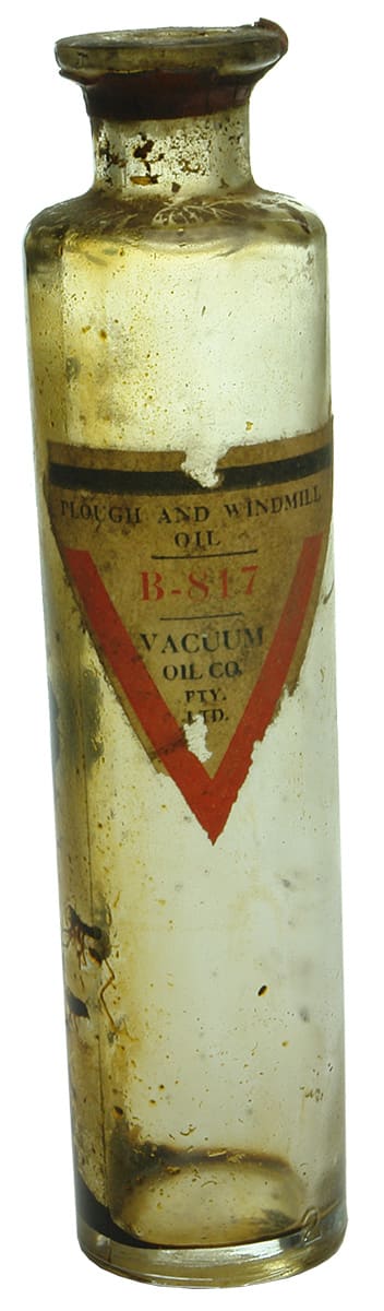 Plough Windmill Vacuum Oil Co Labelled Bottle