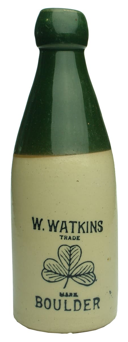 Watkins Boulder Shamrock Green Top Ginger Beer Bottle