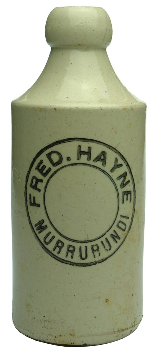 Fred Hayne Murrurundi Stoneware Ginger Beer Bottle