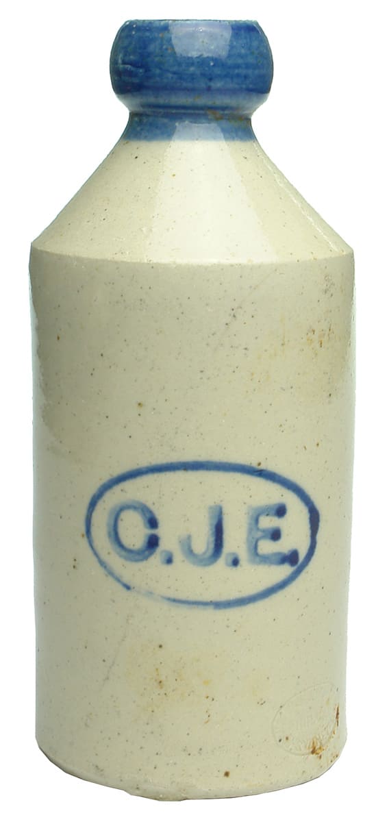 CJE Eddy Blue Top Stoneware Ginger Beer Bottle