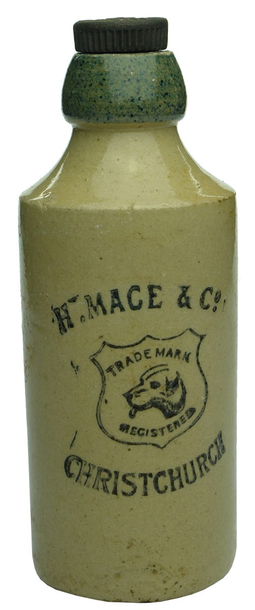 Mace Dogs Head Christchurch Stoneware Ginger Beer Bottle