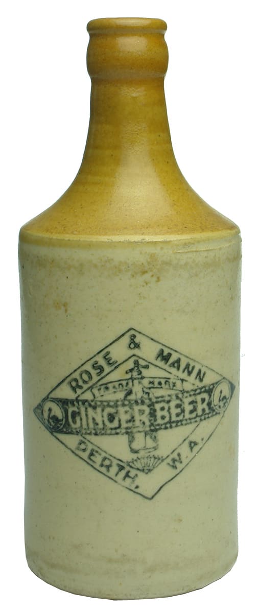 Rose Mann Soda Syphon Ginger Beer Perth Stone Bottle