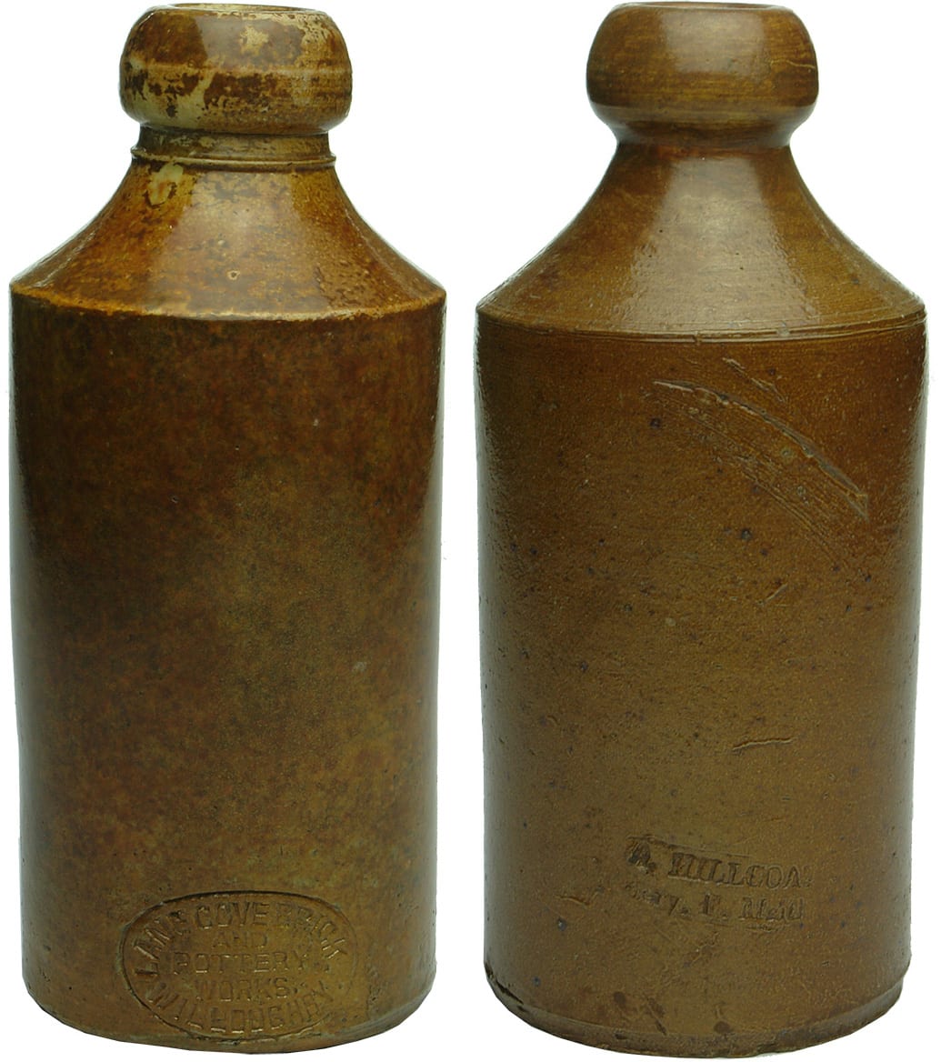 Willoughby Hillcoat Impressed Stoneware Ginger Beer Bottles
