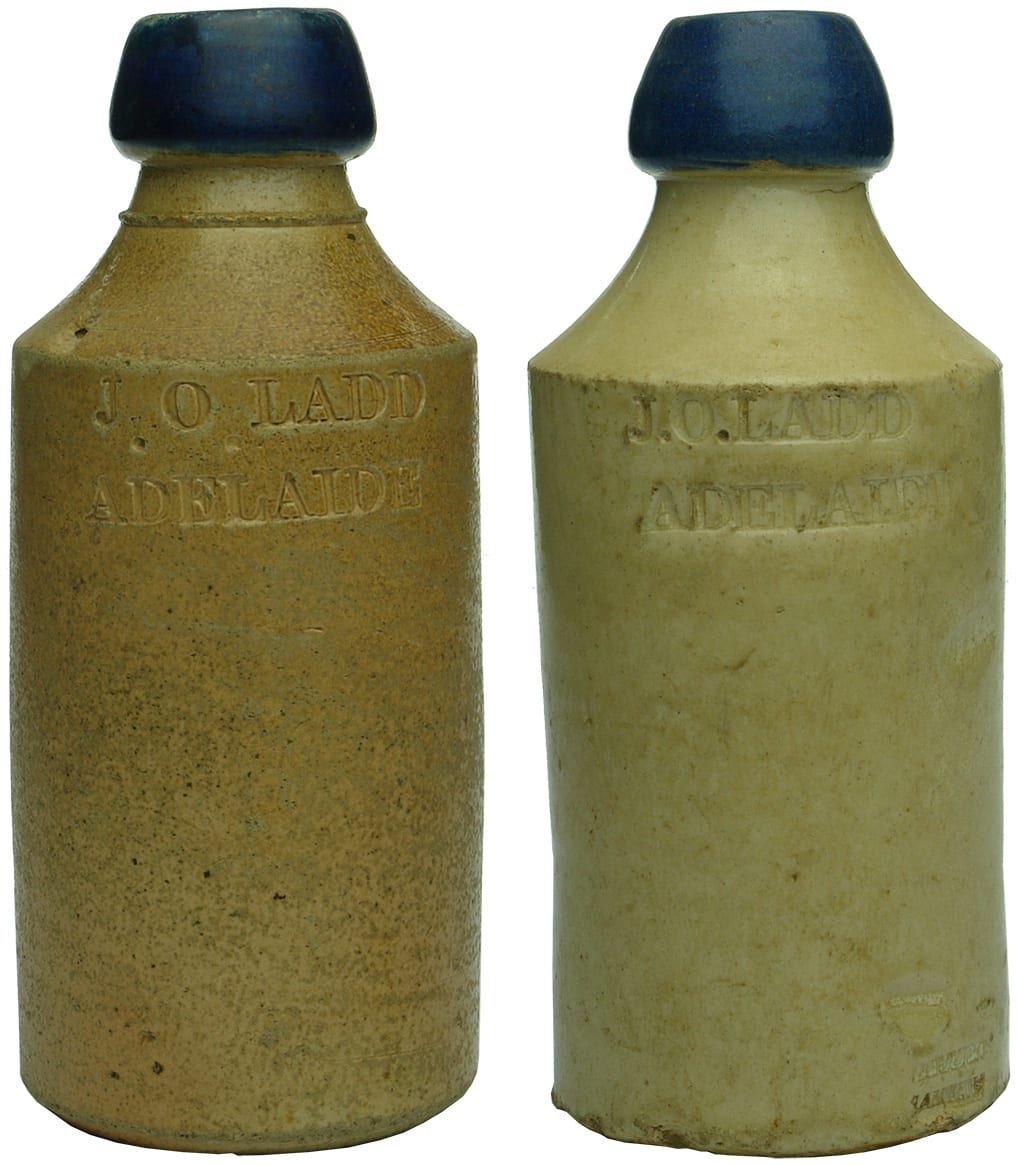 Ladd Adelaide Impressed Blue Top Ginger Beers Bottles