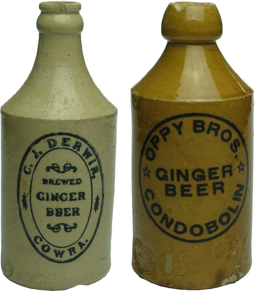 Cowra Condobolin Stoneware Ginger Beer Bottles