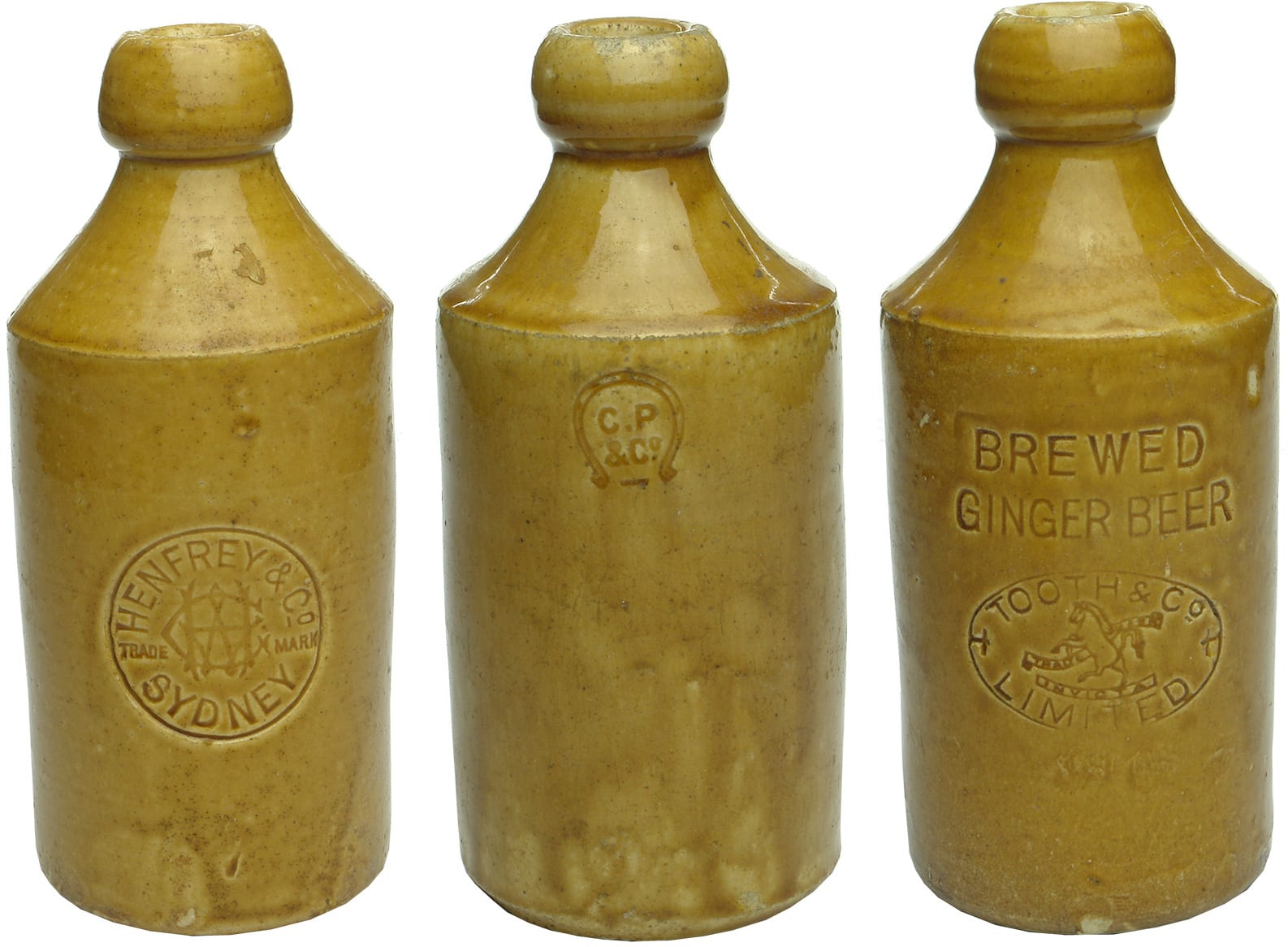 Sydney Antique Impressed Stoneware Ginger Beer Bottles