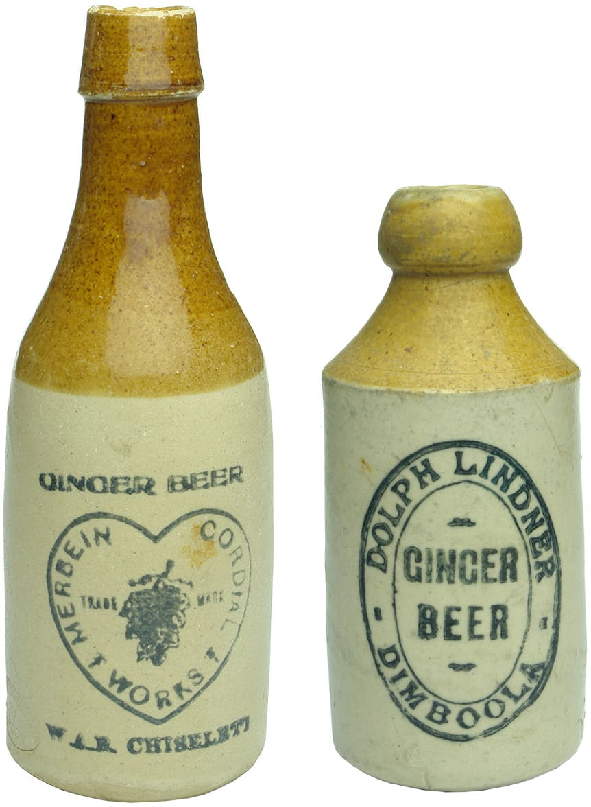 Merbein Dimboola Stoneware Ginger Beer Bottles