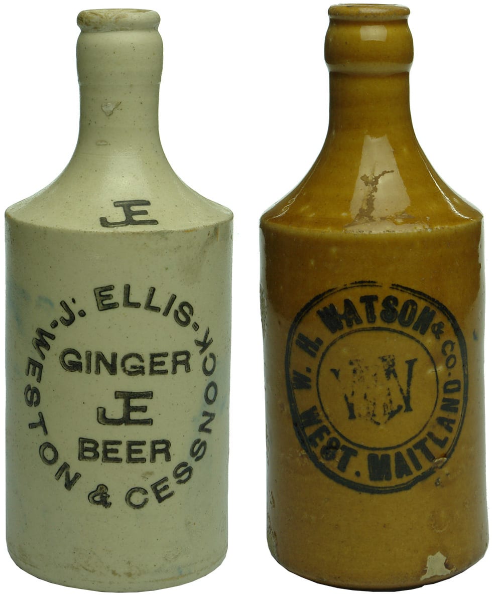 Ellis Watson Stoneware Crown Seal Ginger Beer Bottles