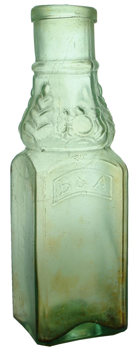 B&A Coat of Arms Leaf Decoration Antique Goldfields Bottle