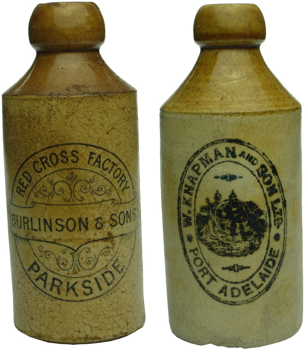 South Australian Stoneware Antique Ginger Beer Bottles