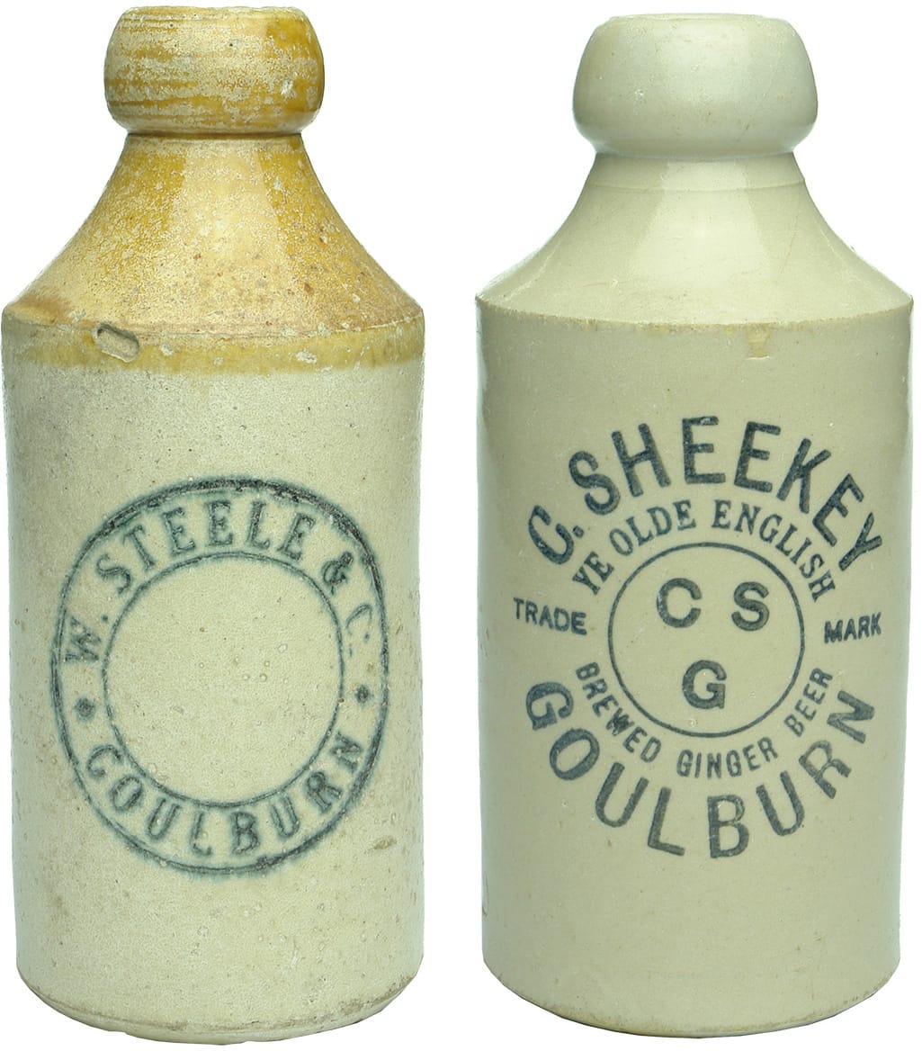 Goulburn Stoneware Ginger Beer Antique Bottles