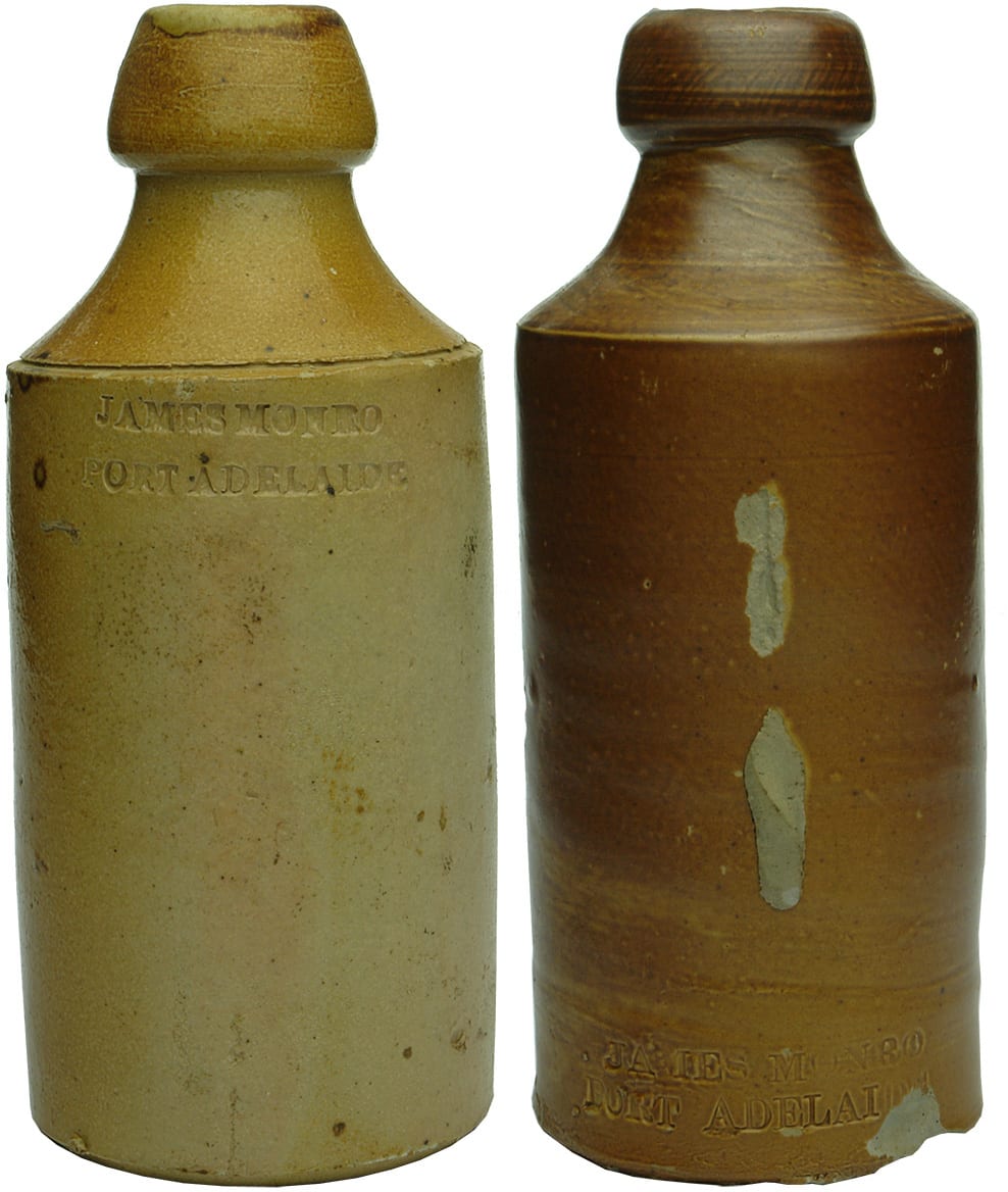 James Monro Port Adelaide Stoneware Ginger Beer Bottles