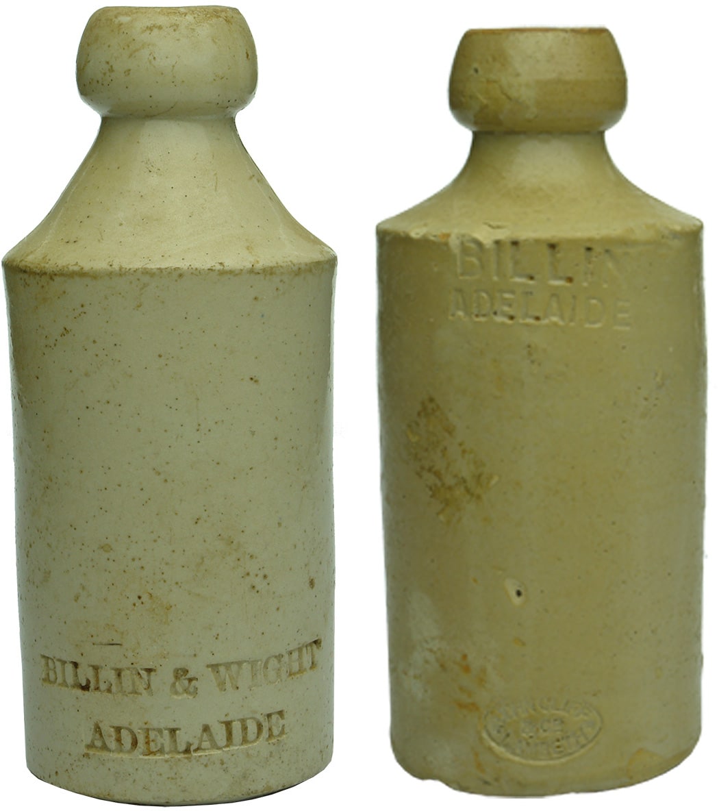 Billin Wight Adelaide Impressed Stone Ginger Beer Bottles