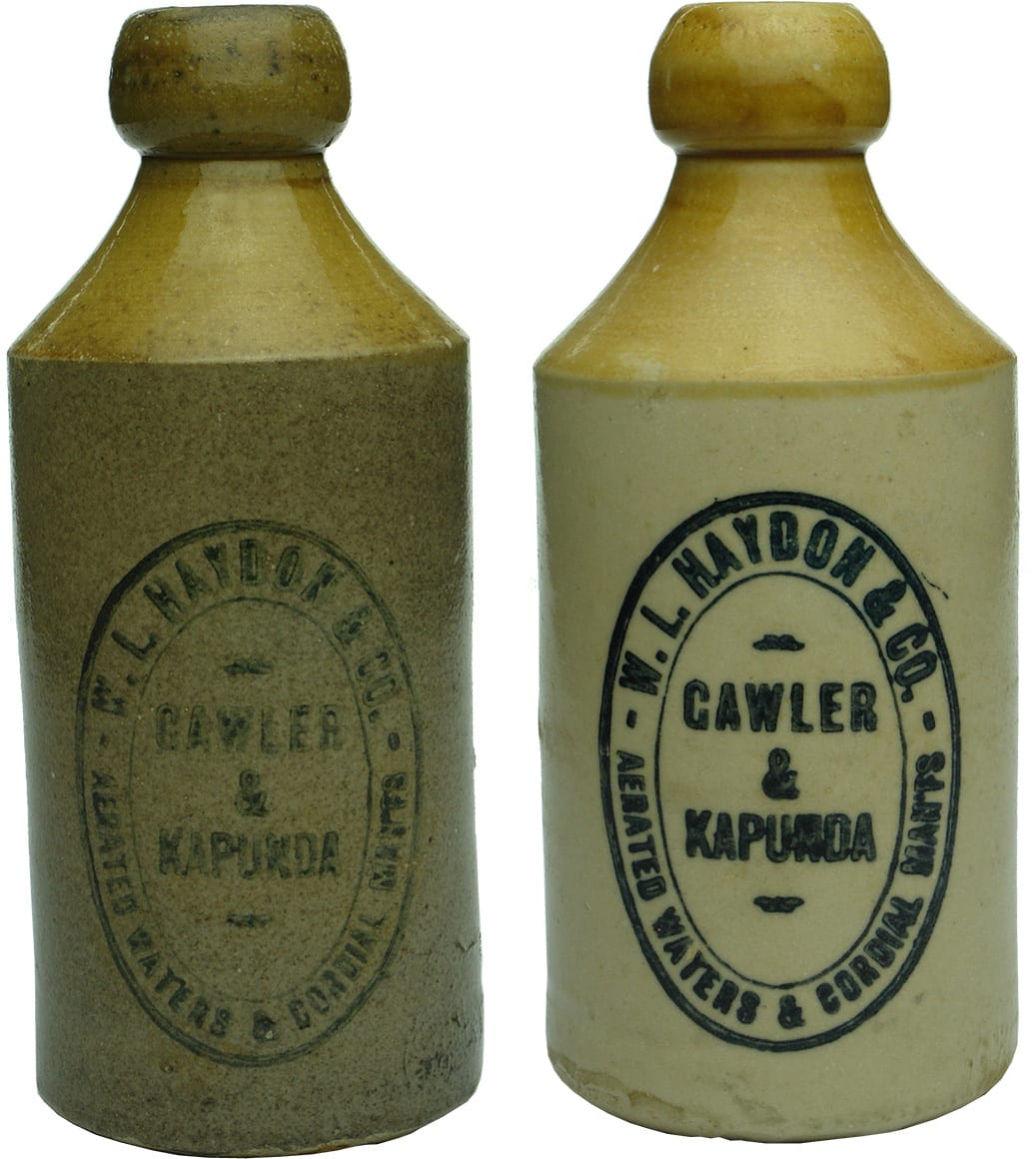 Haydon Gawler Kapunda Stoneware Ginger Beer Bottles