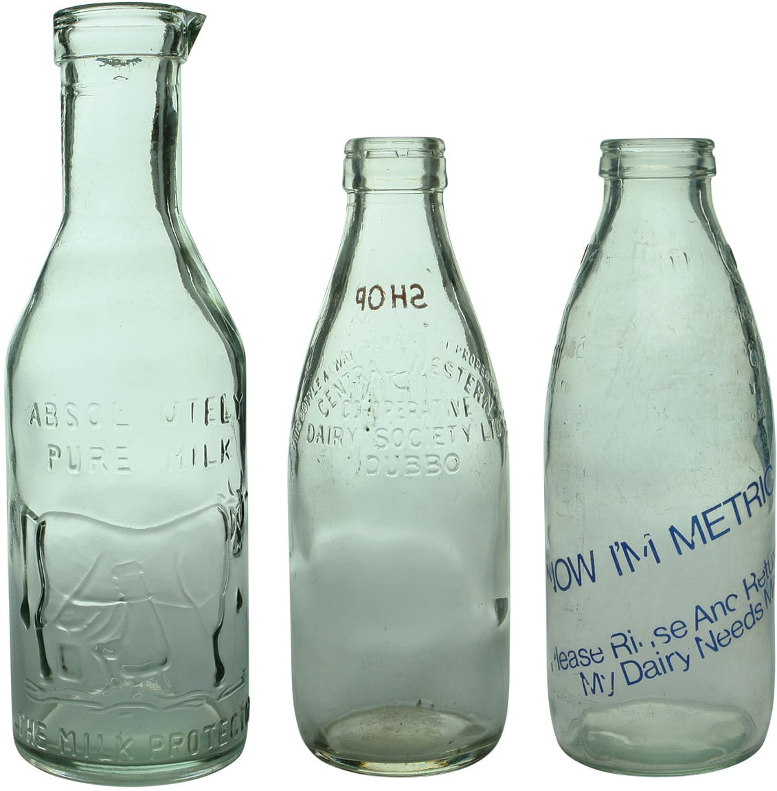 Vintage Modern Milk Bottles