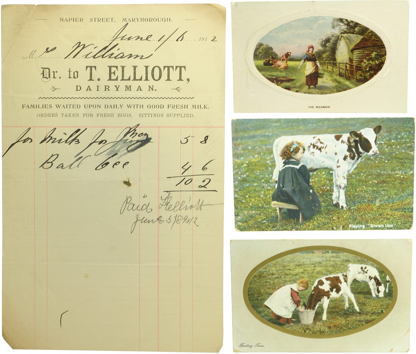 Elliott Dairyman Maryborough Post Cards Dairy Milk Ephemera