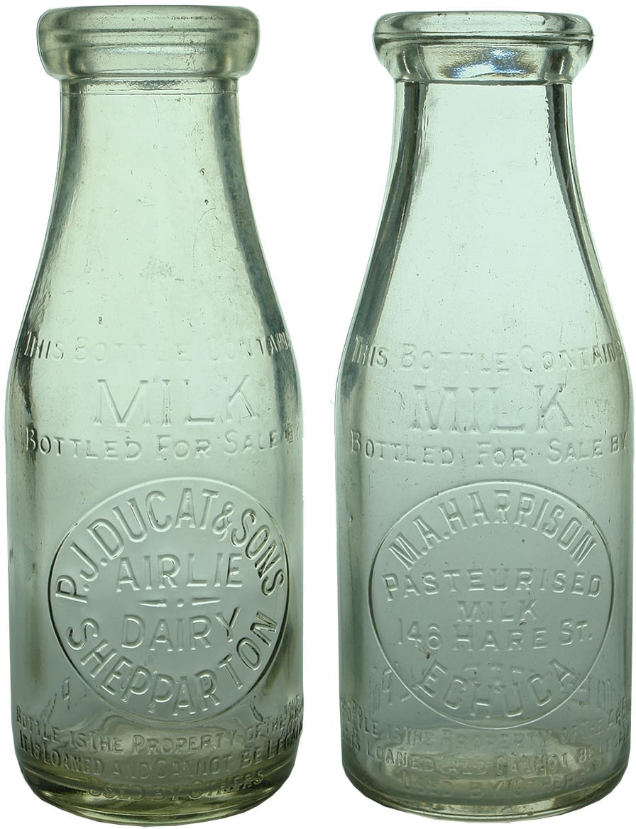 Ducat Shepparton Harrison Echuca Milk Bottles