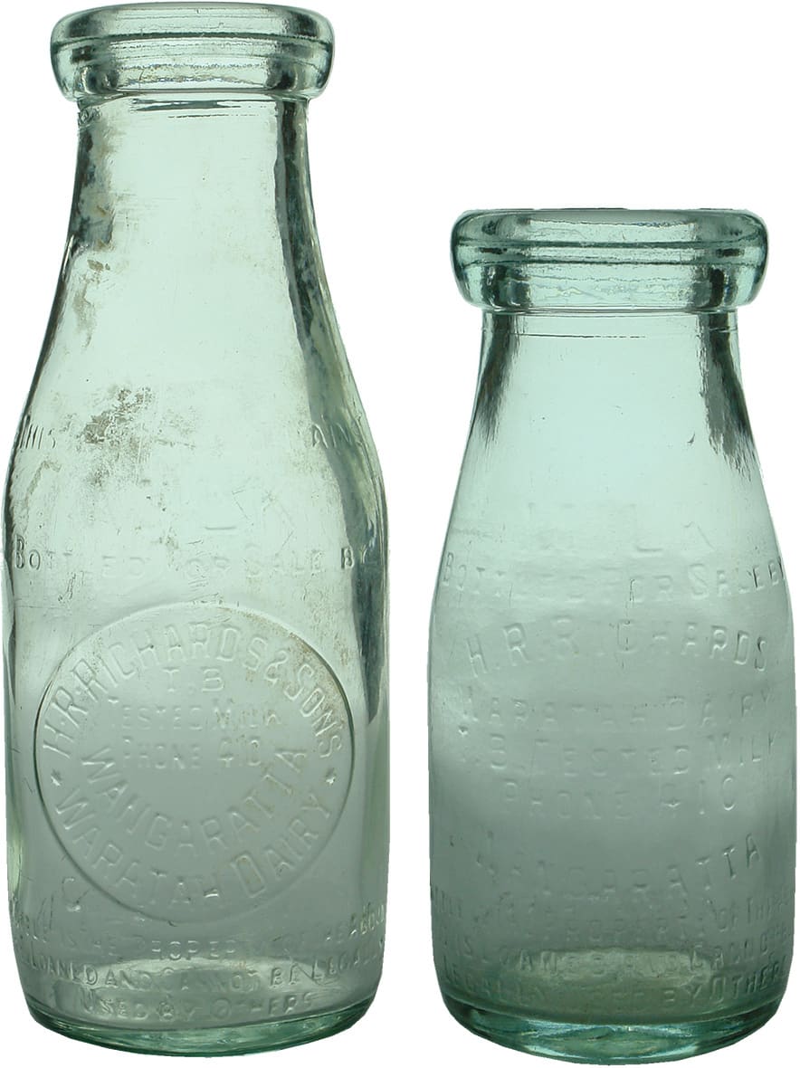 Richards Wangaratta Vintage Milk Bottles