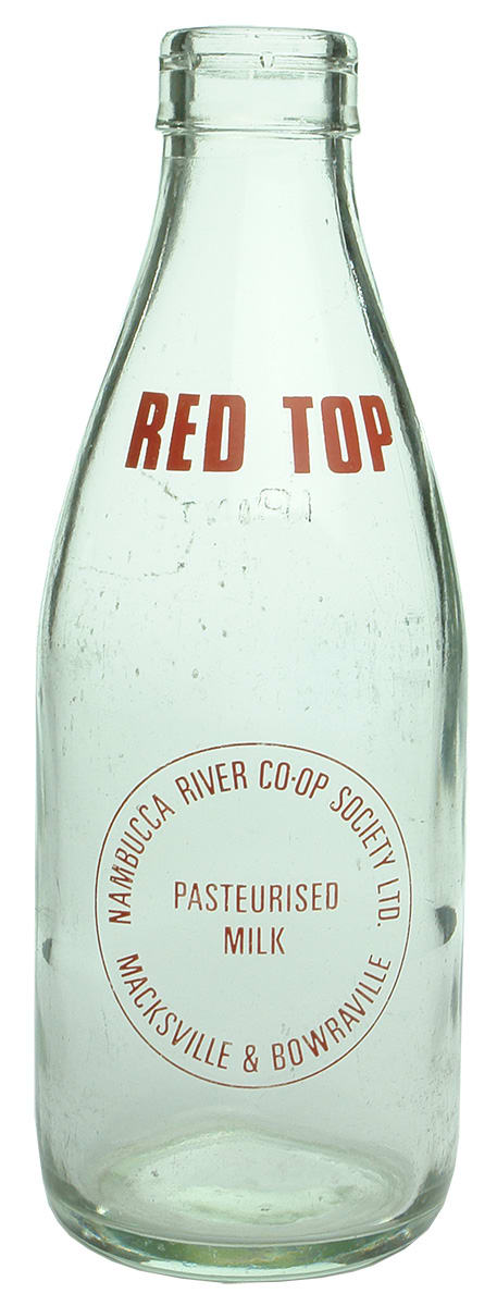 Nambucca River Co-operative Red Top Milk Bottle