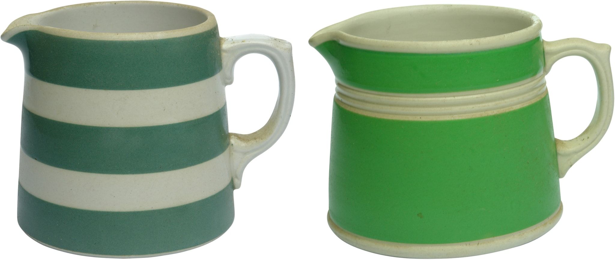 Hoffman Fowlerware Green White Ceramic Jugs