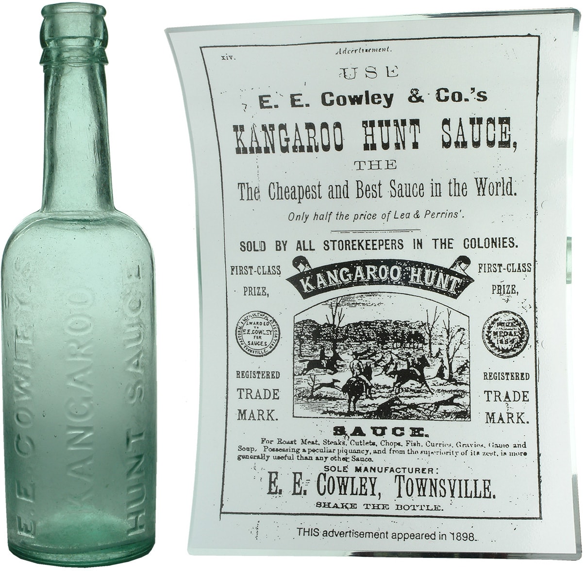 Cowley's Kangaroo Hunt Sauce Antique Bottle