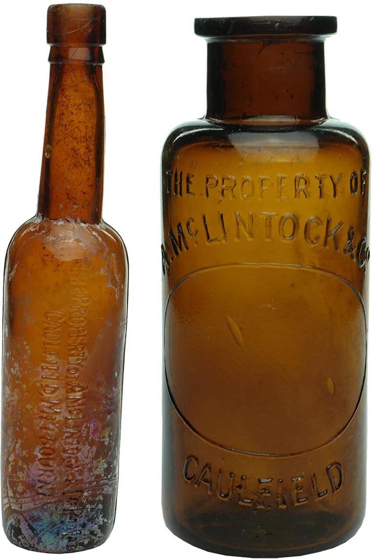 McLintock Caulfield Amber Glass Bottles