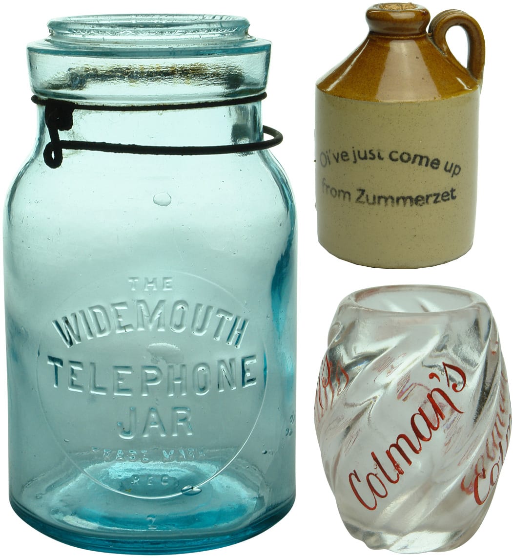 Antique Stoneware Glass Bottles Jars