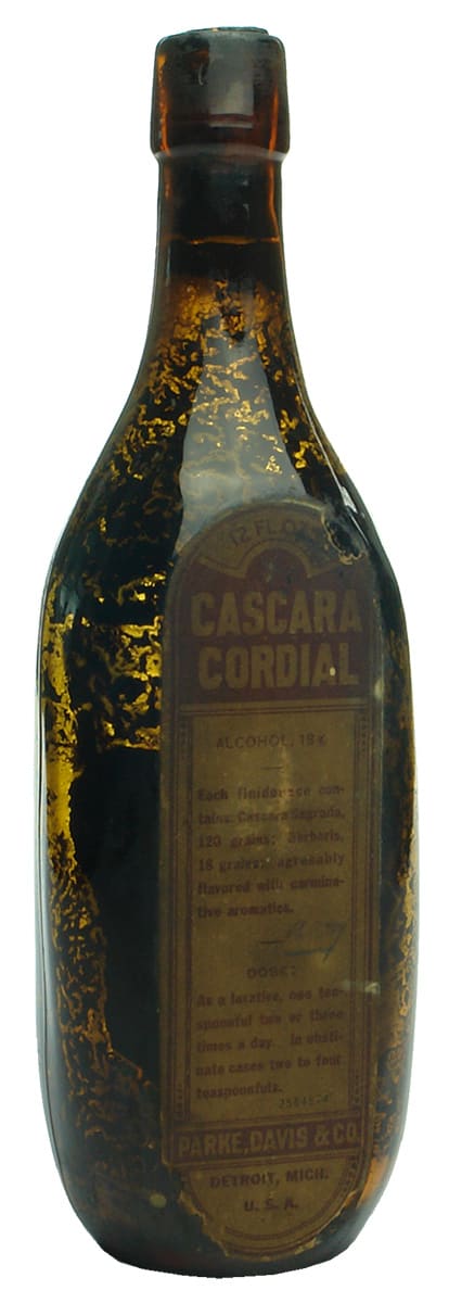 Cascara Cordial Parke Davis Antique Bottle