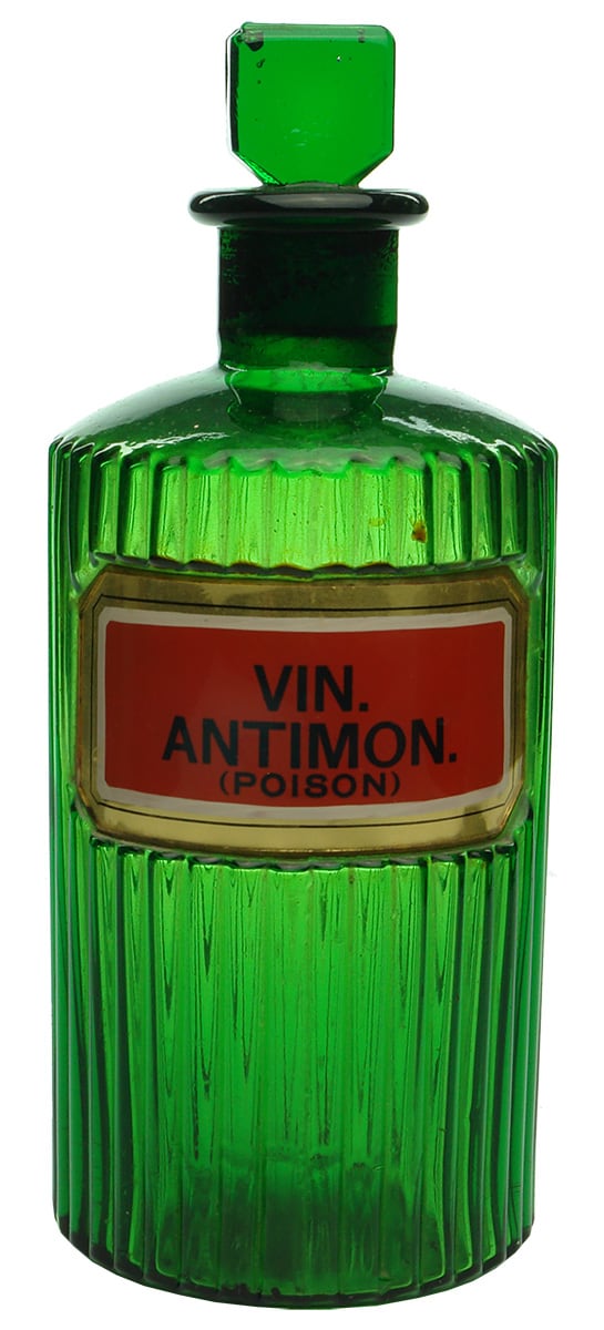 Vin Antimon Green Underglass Pharmacy Jar