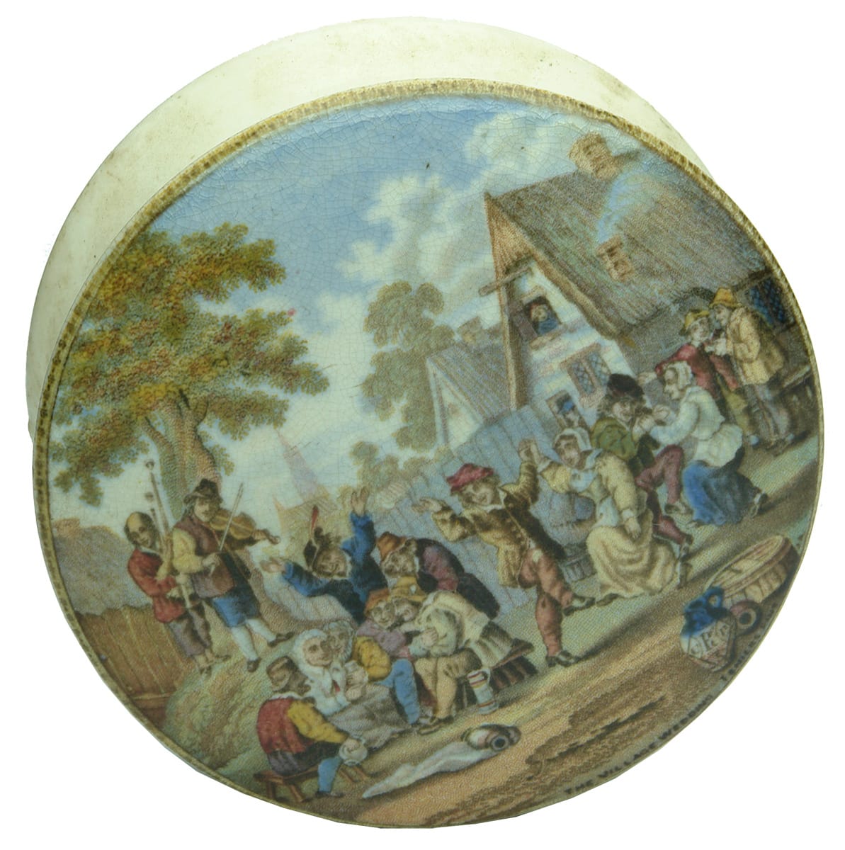 The Village Wedding Antique Prattware Lid