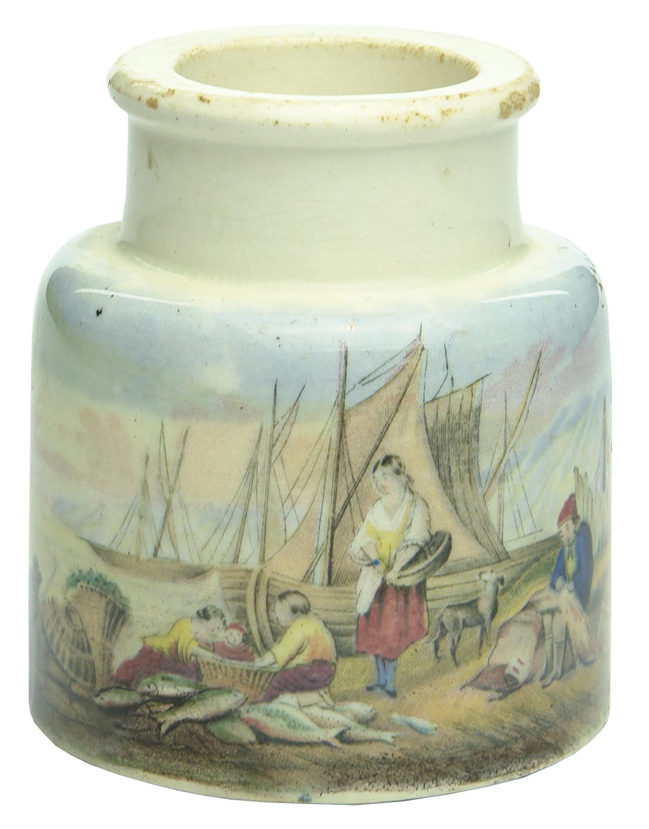 Mending the Nets Antique Prattware Jar