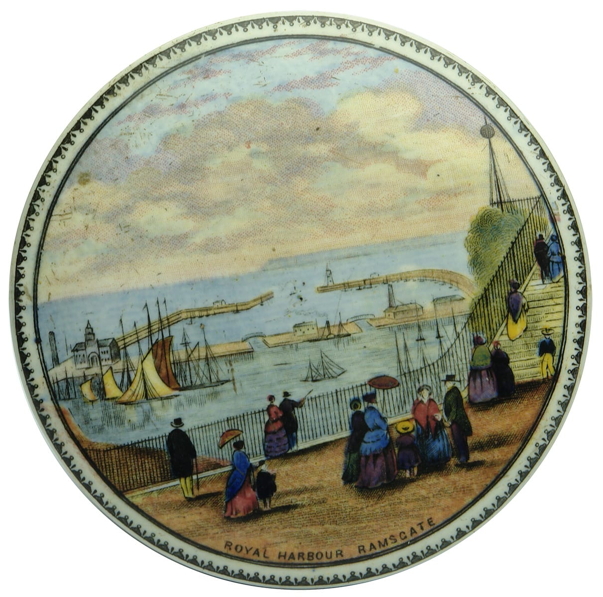 Royal Harbour Ramsgate Prattware Pot Lid