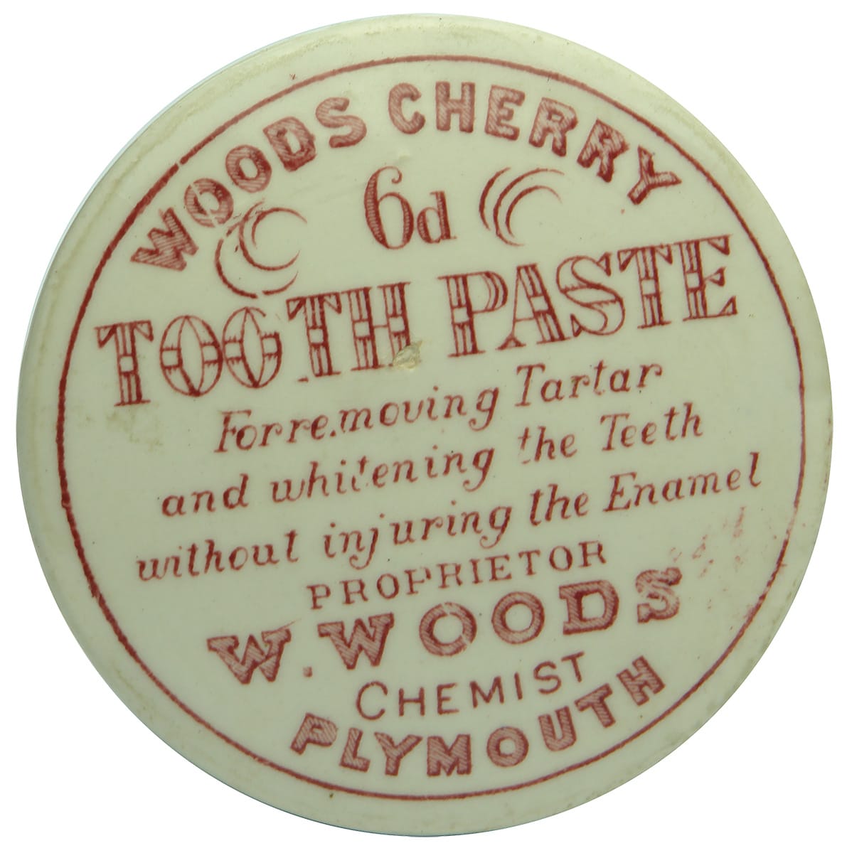 Woods Cherry Tooth Paste Red Print Pot Lid