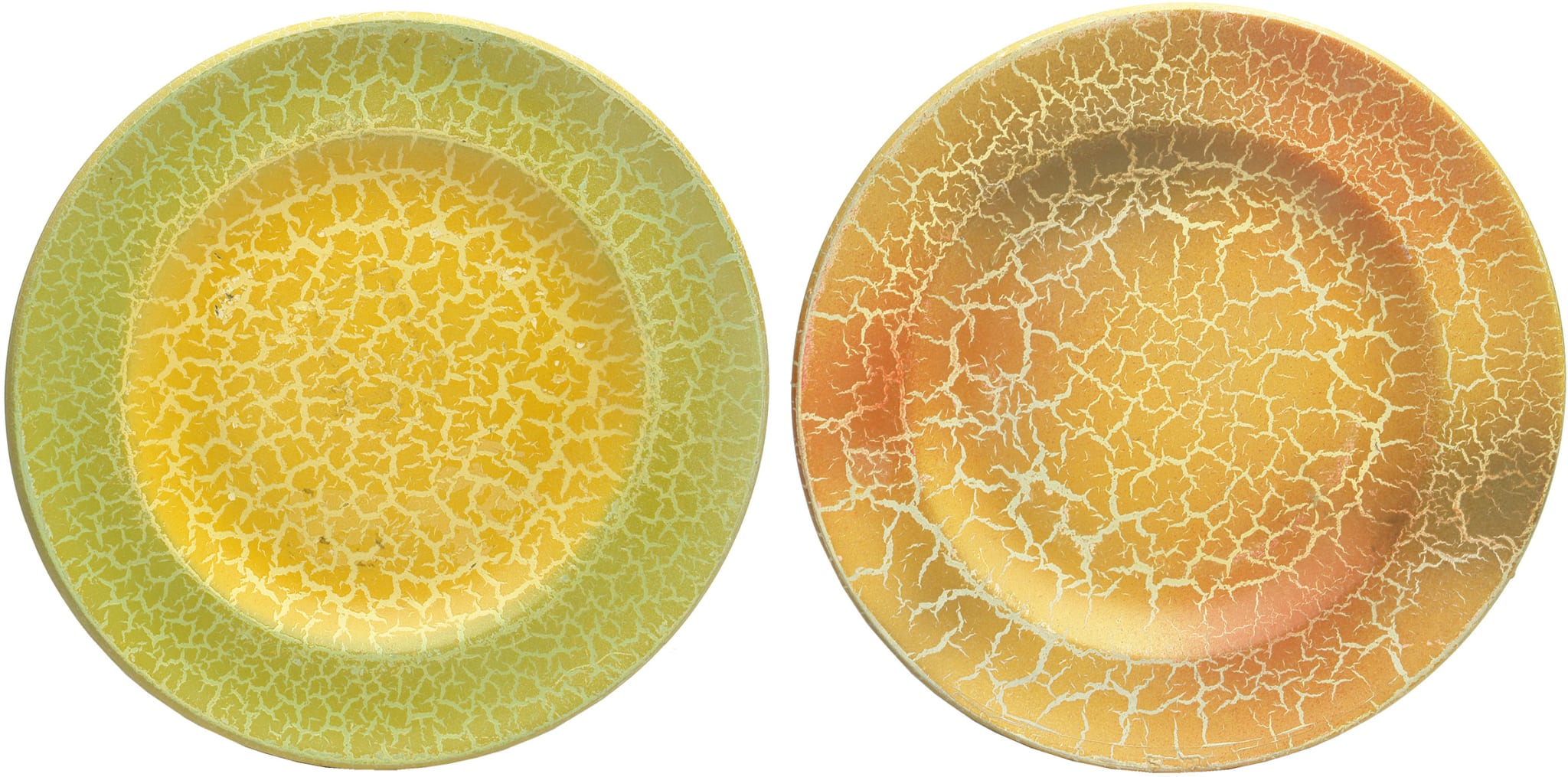 Crackle pattern plates Lithgow Pottery attributed