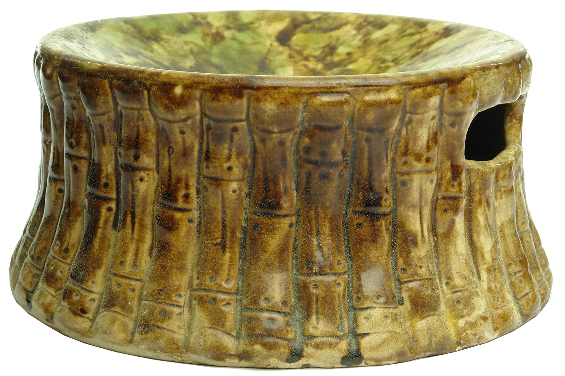 Tree Stump shaped Majolica Glazed Spittoon