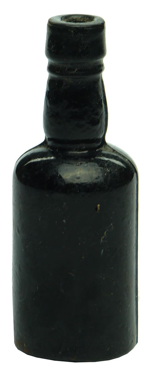 Miniature Black Glass Bottle