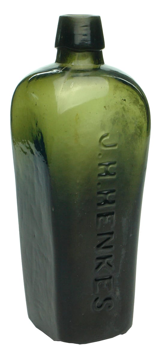 Henkes Antique Black Glass Gin Bottle