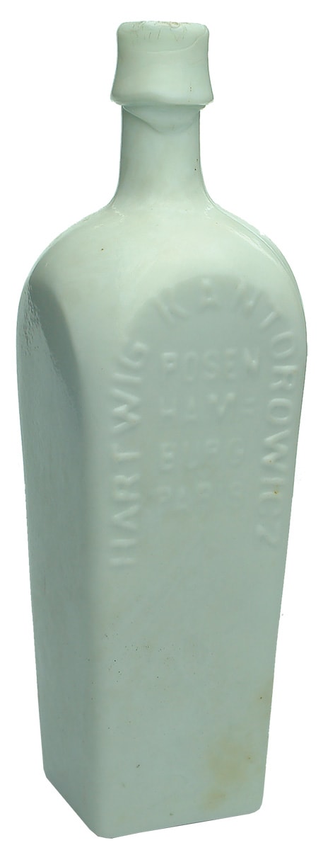 Hartwig Kantorowicz Milk Glass Bitters Bottle