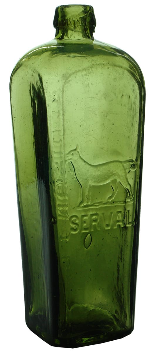 African Serval Antique Gin Bottle