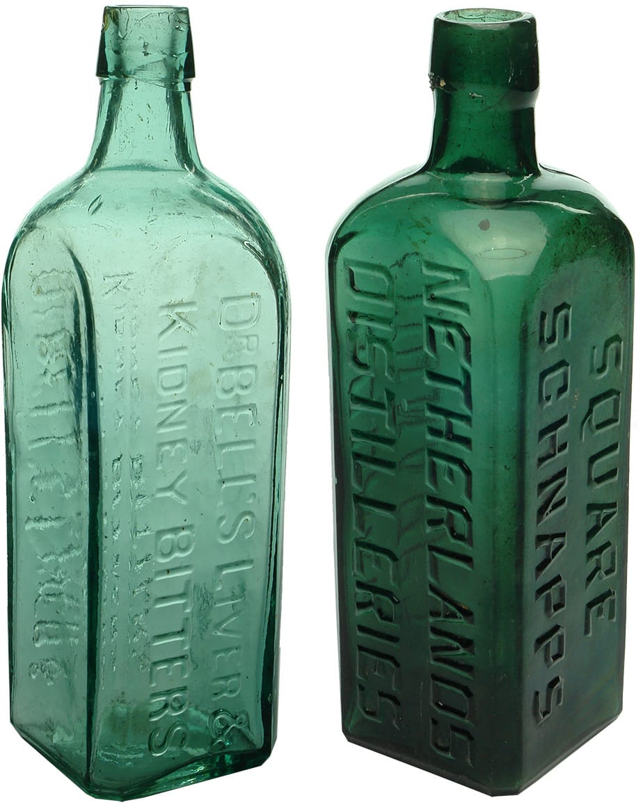 Dr Bells Bitters Square Schnapps Antique Bottles