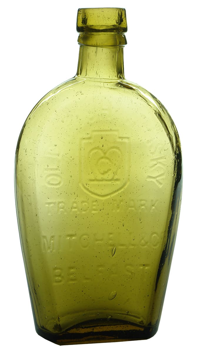 Mitchell Belfast Antique Yellow Whisky Flask