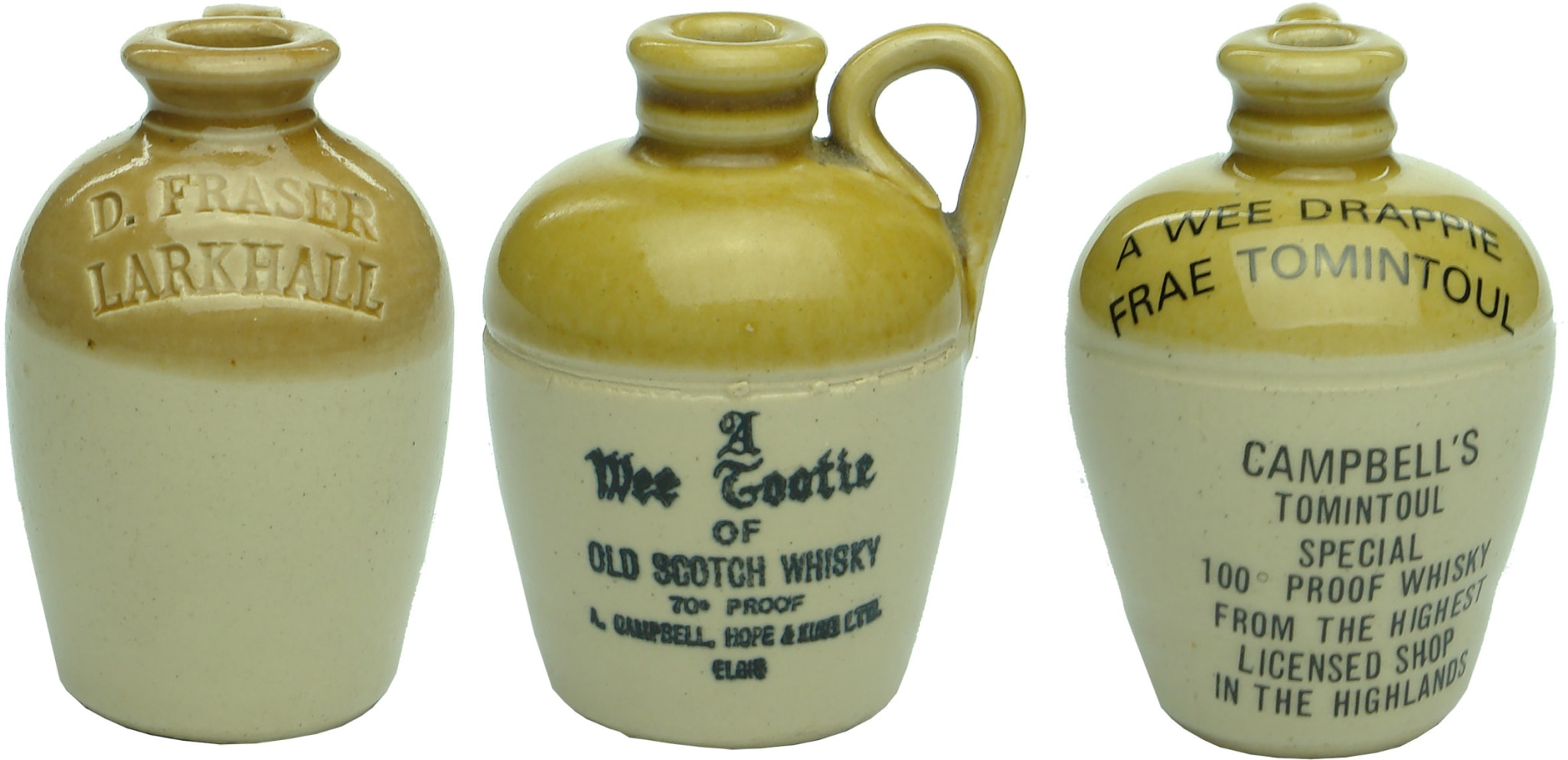 Stoneware Sample Scotch Whisky Jugs