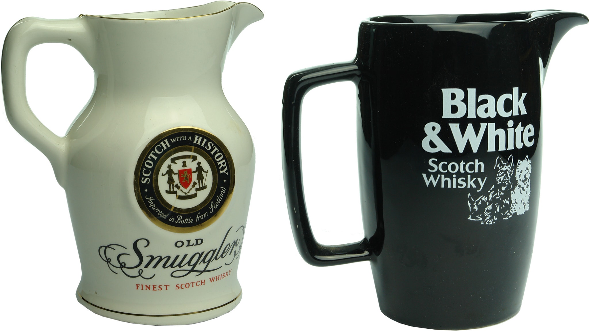 Old Smuggler Black & White Water Jugs